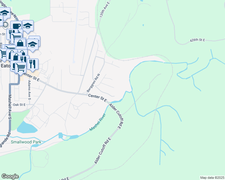 map of restaurants, bars, coffee shops, grocery stores, and more near 775 Riverside Lane East in Eatonville
