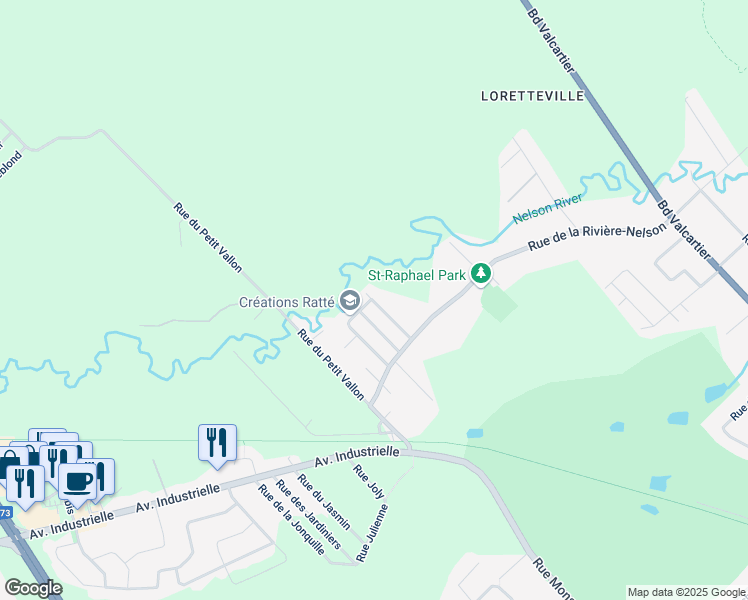 map of restaurants, bars, coffee shops, grocery stores, and more near Rue Saint Maxime in Ville de Québec
