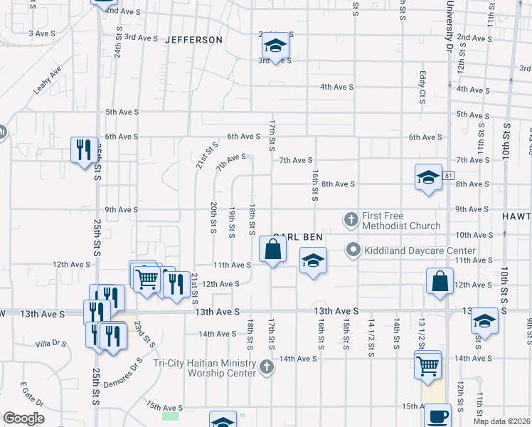 map of restaurants, bars, coffee shops, grocery stores, and more near 830 18th Street South in Fargo