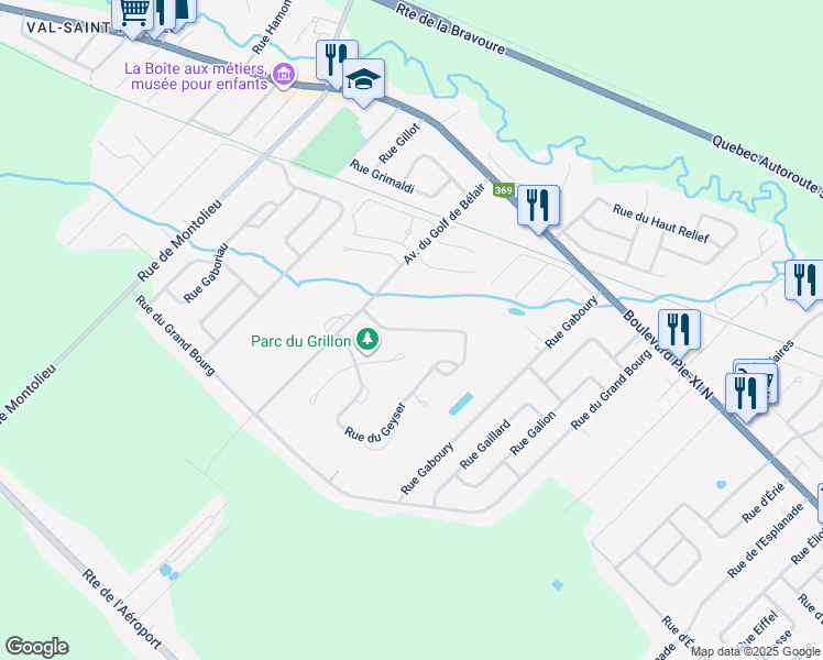 map of restaurants, bars, coffee shops, grocery stores, and more near Rue Guillebert in Ville de Québec