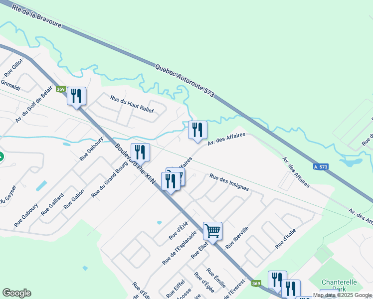 map of restaurants, bars, coffee shops, grocery stores, and more near 1506 Avenue des Affaires in Ville de Québec