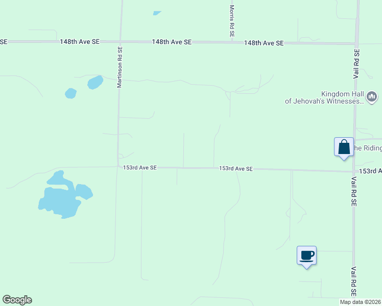 map of restaurants, bars, coffee shops, grocery stores, and more near 15818 153rd Avenue Southeast in Yelm