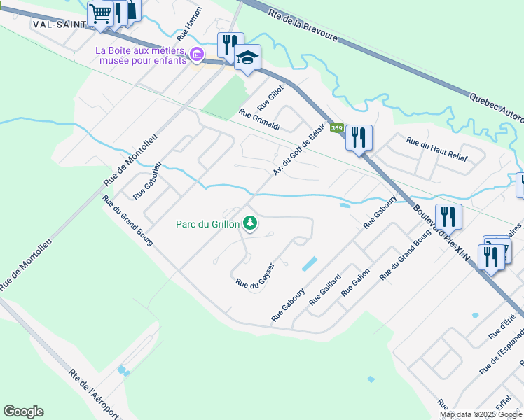 map of restaurants, bars, coffee shops, grocery stores, and more near 1604 Rue Guillebert in Québec