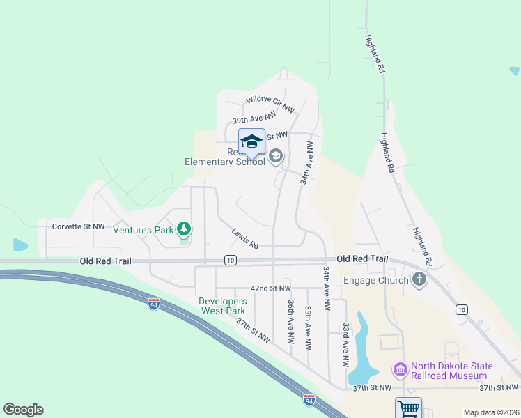 map of restaurants, bars, coffee shops, grocery stores, and more near 37th Avenue Northwest in Mandan