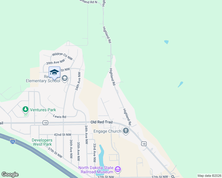 map of restaurants, bars, coffee shops, grocery stores, and more near 4701 Highland Road in Mandan