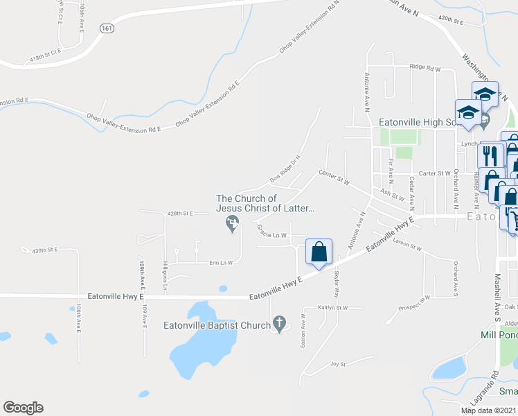 map of restaurants, bars, coffee shops, grocery stores, and more near 840 Center Street West in Eatonville