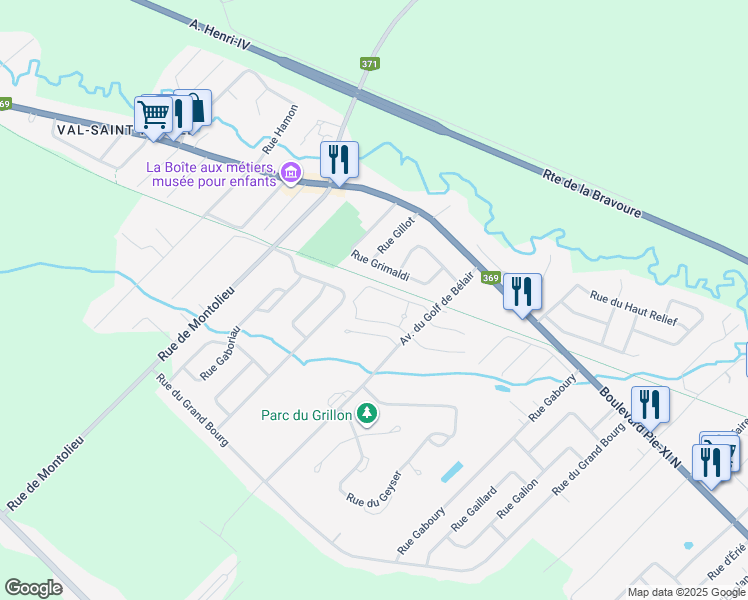 map of restaurants, bars, coffee shops, grocery stores, and more near 1350 Avenue du Golf de Bélair in Ville de Québec