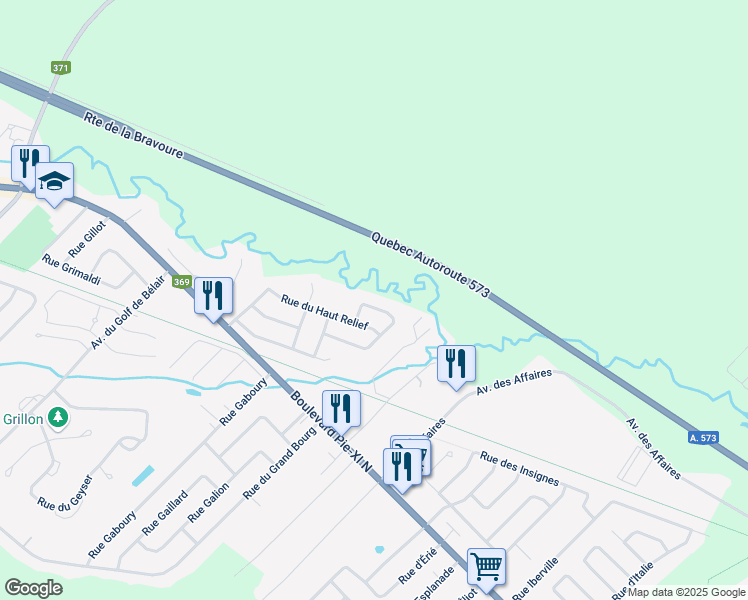 map of restaurants, bars, coffee shops, grocery stores, and more near 1401 Rue des Herbes in Québec