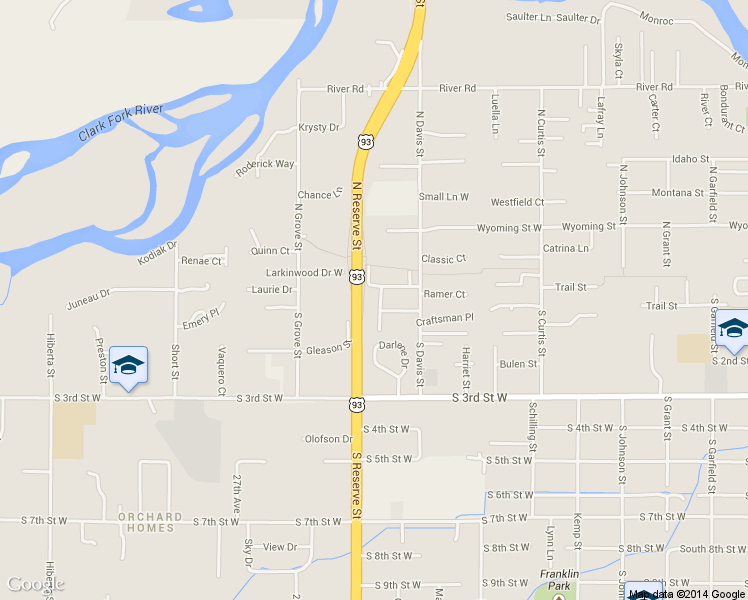 map of restaurants, bars, coffee shops, grocery stores, and more near 307 B Bentley Park Loop in Missoula