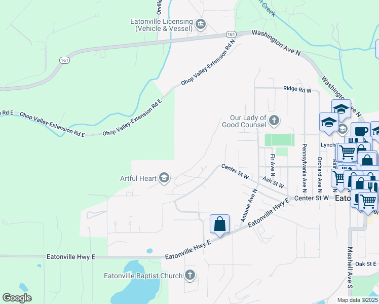 map of restaurants, bars, coffee shops, grocery stores, and more near 226 Dow Ridge Drive North in Eatonville
