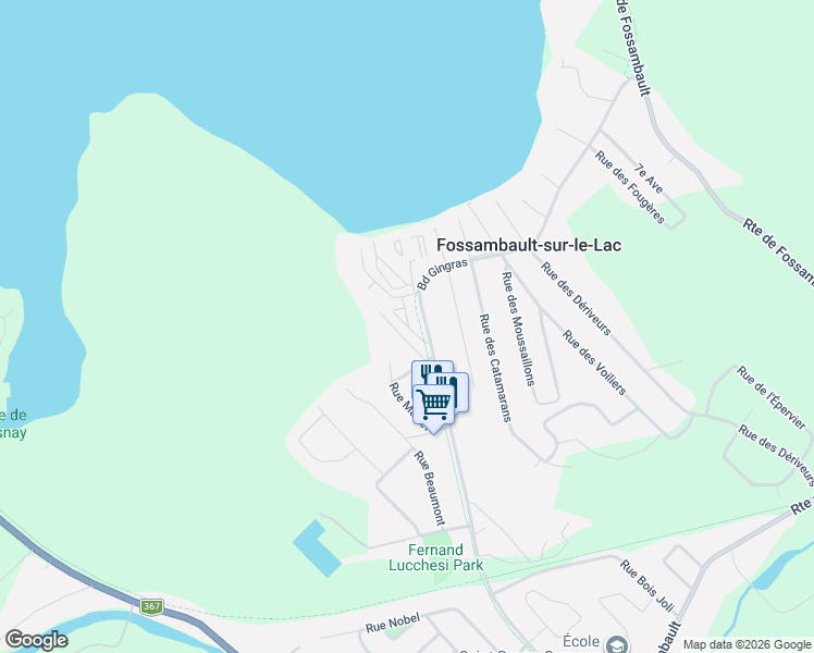 map of restaurants, bars, coffee shops, grocery stores, and more near 175 Rue Gingras in Fossambault-sur-le-Lac