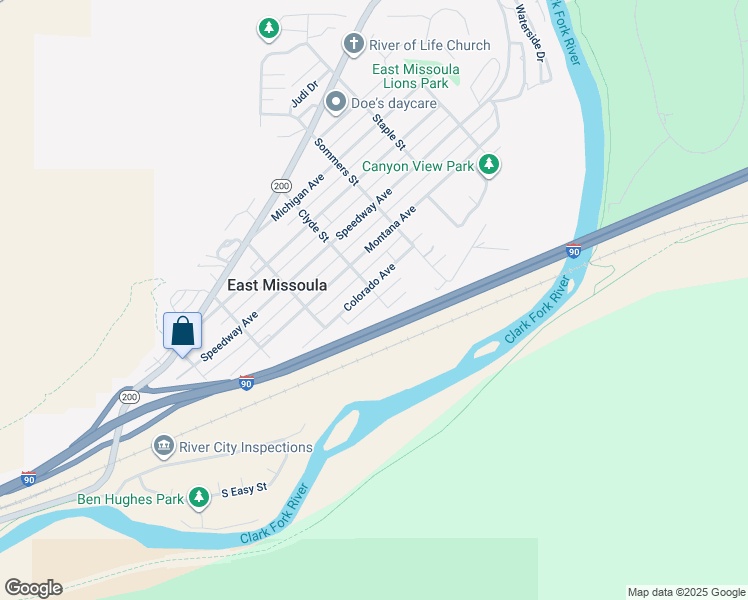 map of restaurants, bars, coffee shops, grocery stores, and more near 204 Clyde St in Missoula