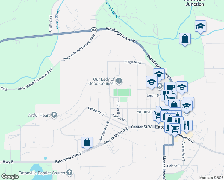 map of restaurants, bars, coffee shops, grocery stores, and more near 221 Antonie Avenue North in Eatonville