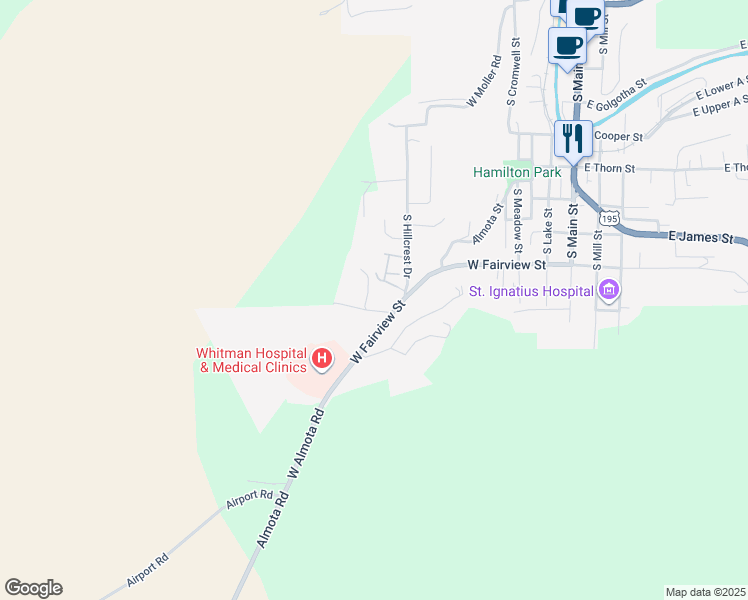 map of restaurants, bars, coffee shops, grocery stores, and more near 840 Fairview Street in Colfax