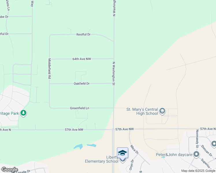 map of restaurants, bars, coffee shops, grocery stores, and more near 125 Oakfield Drive in Bismarck