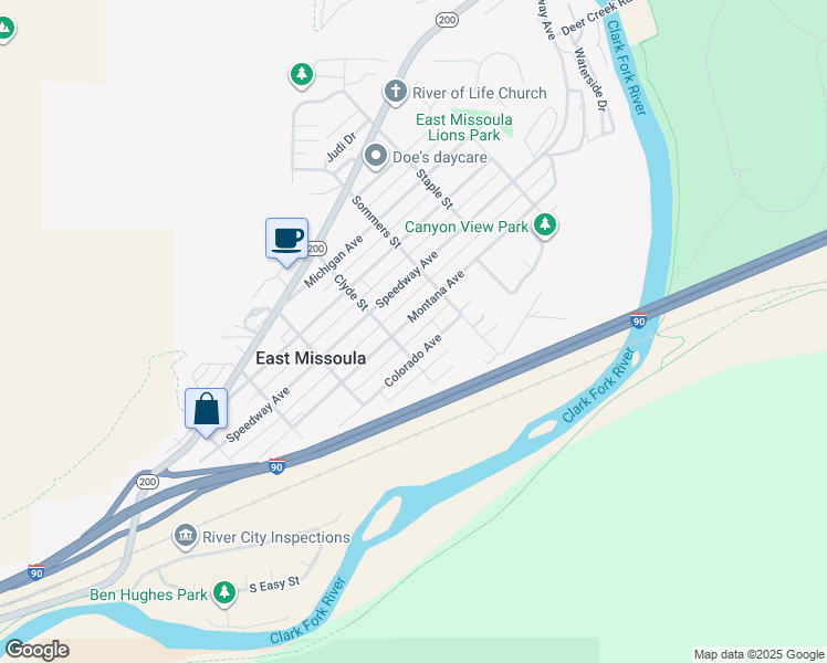 map of restaurants, bars, coffee shops, grocery stores, and more near 549 Montana Avenue in Missoula