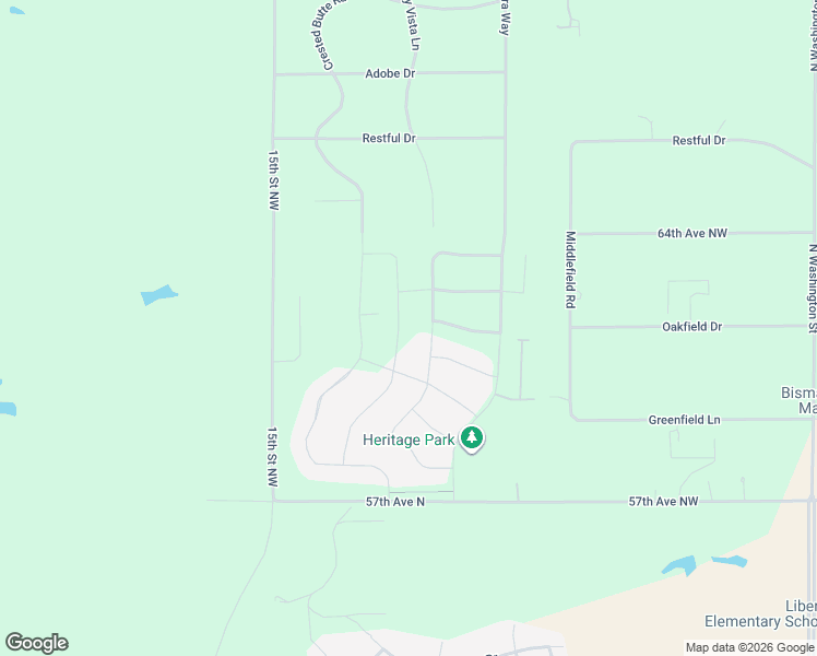 map of restaurants, bars, coffee shops, grocery stores, and more near 1427 Community Loop in Bismarck