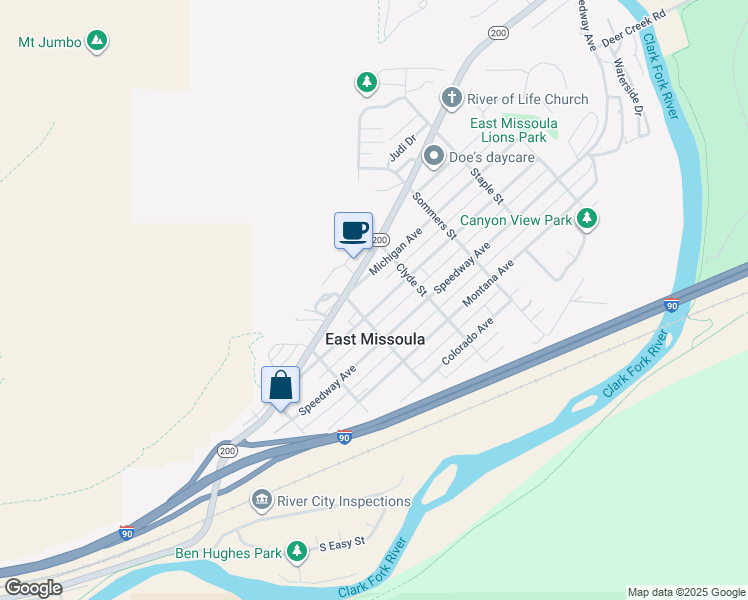map of restaurants, bars, coffee shops, grocery stores, and more near 400-458 Minnesota Avenue in Missoula