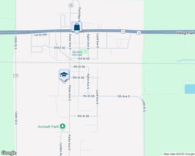 map of restaurants, bars, coffee shops, grocery stores, and more near 299 5th Street Southeast in Glyndon