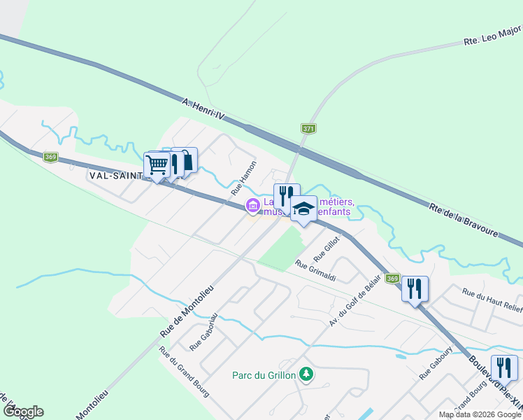 map of restaurants, bars, coffee shops, grocery stores, and more near 1800 Boulevard Pie-XI Nord in Québec