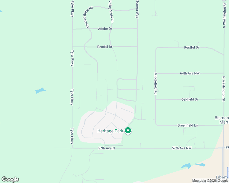 map of restaurants, bars, coffee shops, grocery stores, and more near 1427 Community Loop in Bismarck