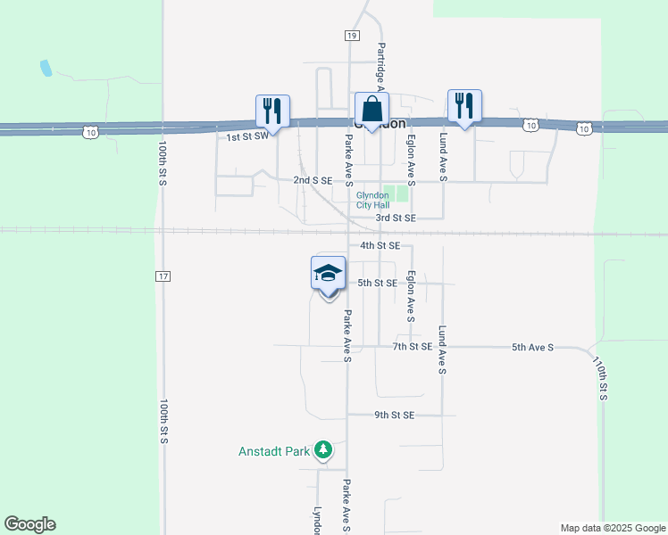 map of restaurants, bars, coffee shops, grocery stores, and more near 513 Parke Avenue South in Glyndon