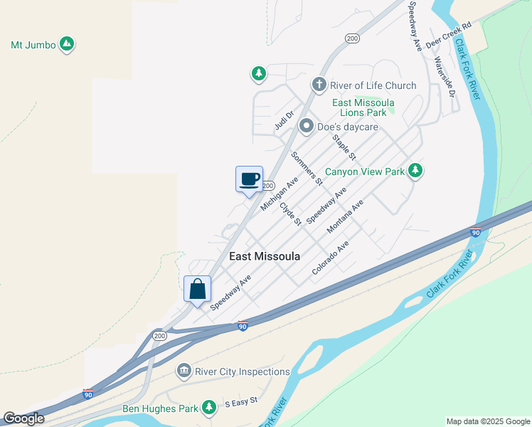 map of restaurants, bars, coffee shops, grocery stores, and more near 400-458 Minnesota Avenue in Missoula