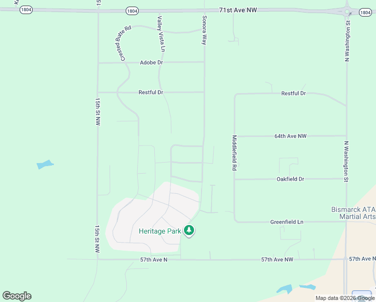 map of restaurants, bars, coffee shops, grocery stores, and more near 6301 Valley Vista Lane in Bismarck