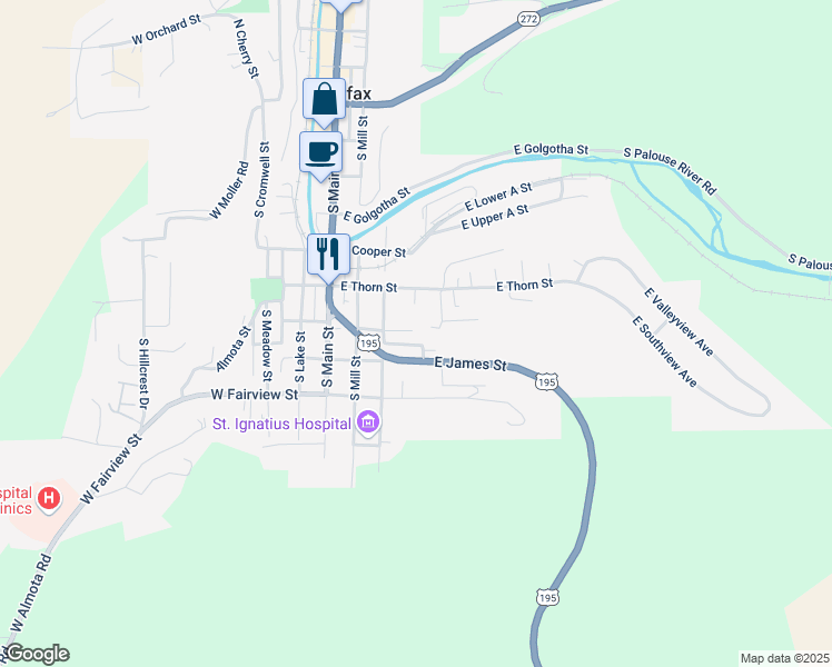 map of restaurants, bars, coffee shops, grocery stores, and more near 800-810 East Poplar Street in Colfax