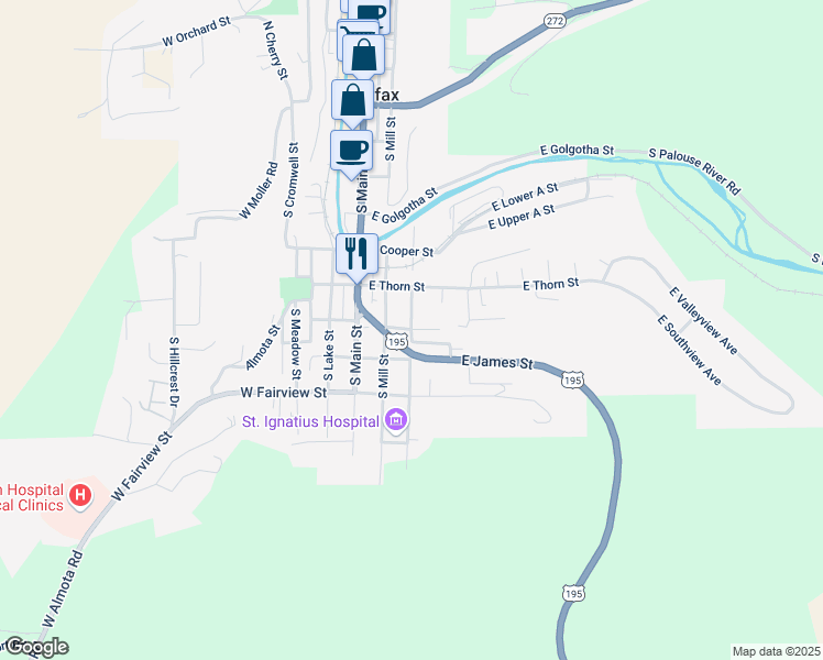 map of restaurants, bars, coffee shops, grocery stores, and more near 800 East Poplar Street in Colfax