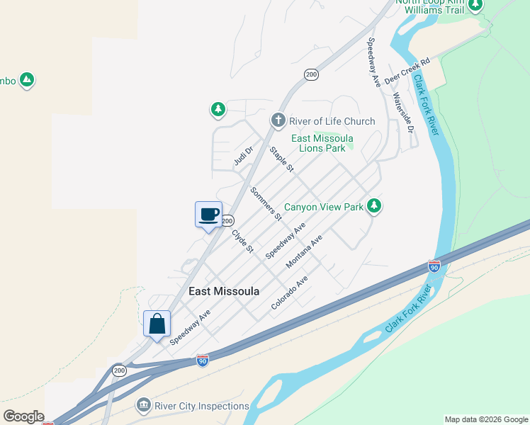 map of restaurants, bars, coffee shops, grocery stores, and more near 551 Minnesota Avenue in Missoula