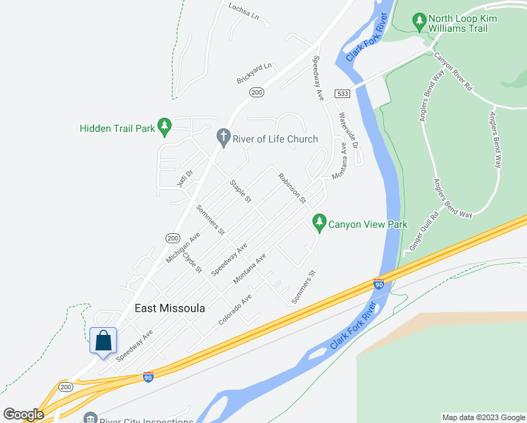 map of restaurants, bars, coffee shops, grocery stores, and more near 705 Minnesota Avenue in Missoula