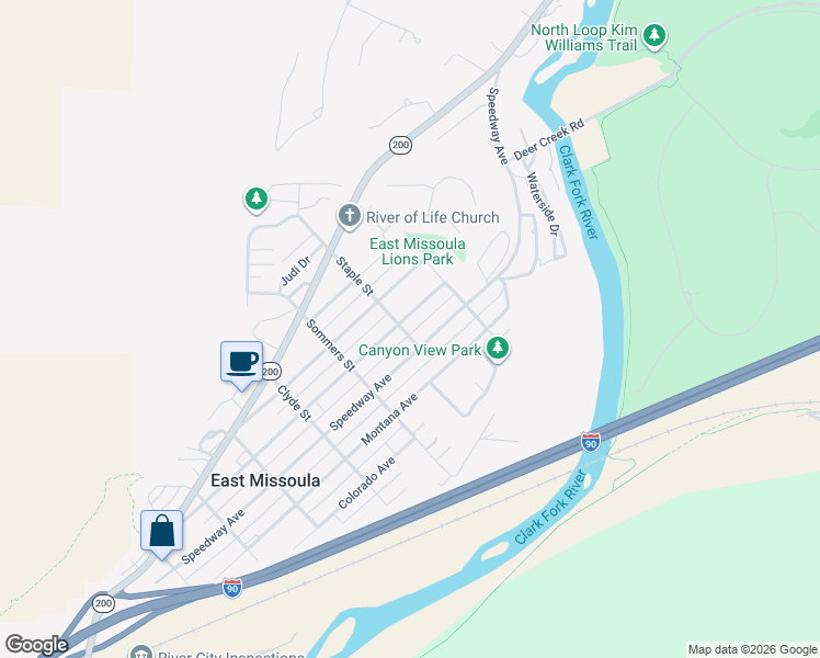 map of restaurants, bars, coffee shops, grocery stores, and more near 715 Minnesota Avenue in Missoula
