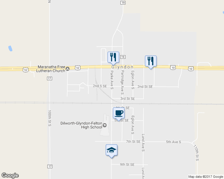 map of restaurants, bars, coffee shops, grocery stores, and more near 207 Parke Avenue South in Glyndon
