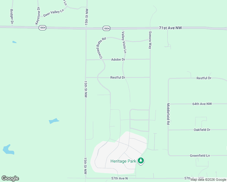 map of restaurants, bars, coffee shops, grocery stores, and more near 6375 Crested Butte Road in Bismarck