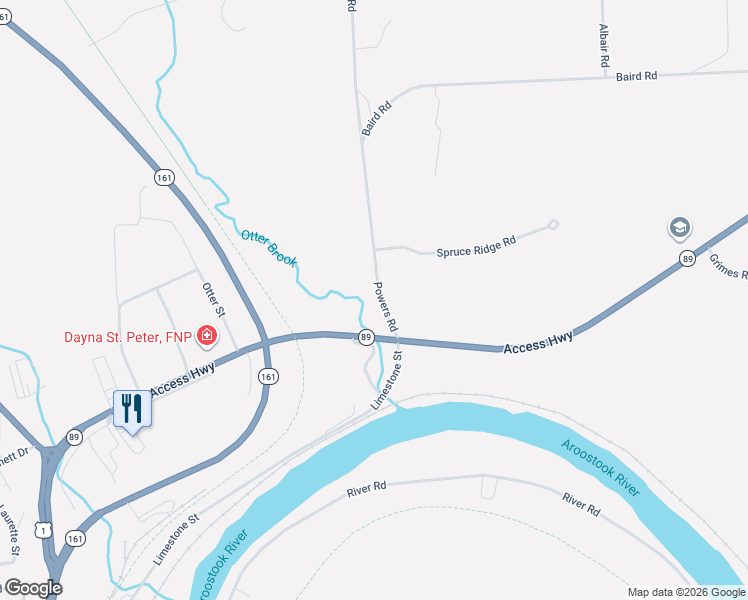 map of restaurants, bars, coffee shops, grocery stores, and more near 137 Access Highway in Caribou