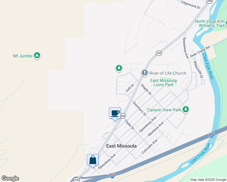 map of restaurants, bars, coffee shops, grocery stores, and more near 839 Discovery Way in Missoula