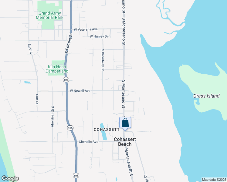 map of restaurants, bars, coffee shops, grocery stores, and more near 702 Ocosta Street South in Westport