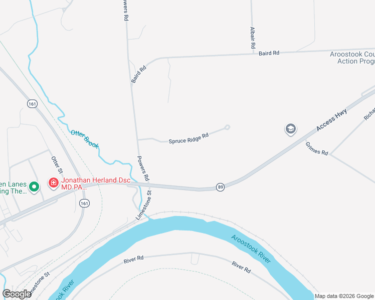 map of restaurants, bars, coffee shops, grocery stores, and more near 49 Spruce Ridge Road in Caribou