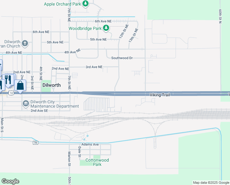 map of restaurants, bars, coffee shops, grocery stores, and more near 2320 Center Avenue East in Dilworth
