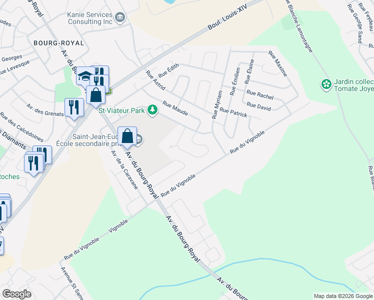 map of restaurants, bars, coffee shops, grocery stores, and more near 592 Rue Bérangère in Québec