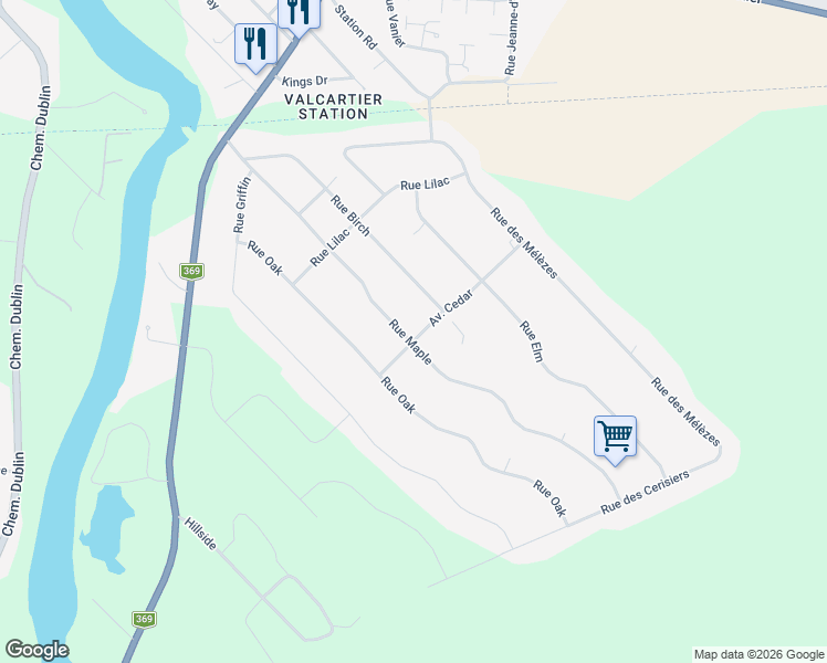 map of restaurants, bars, coffee shops, grocery stores, and more near 121 Avenue Maple in Shannon