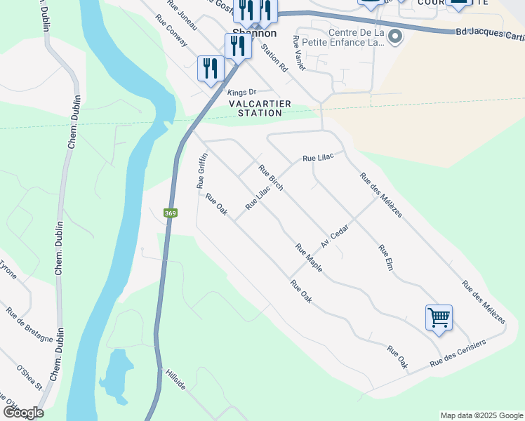 map of restaurants, bars, coffee shops, grocery stores, and more near 28 Avenue Maple in Shannon