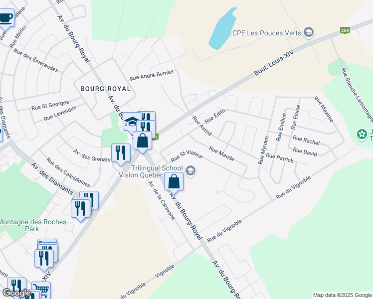 map of restaurants, bars, coffee shops, grocery stores, and more near 734 Rue Saint Viateur in Ville de Québec