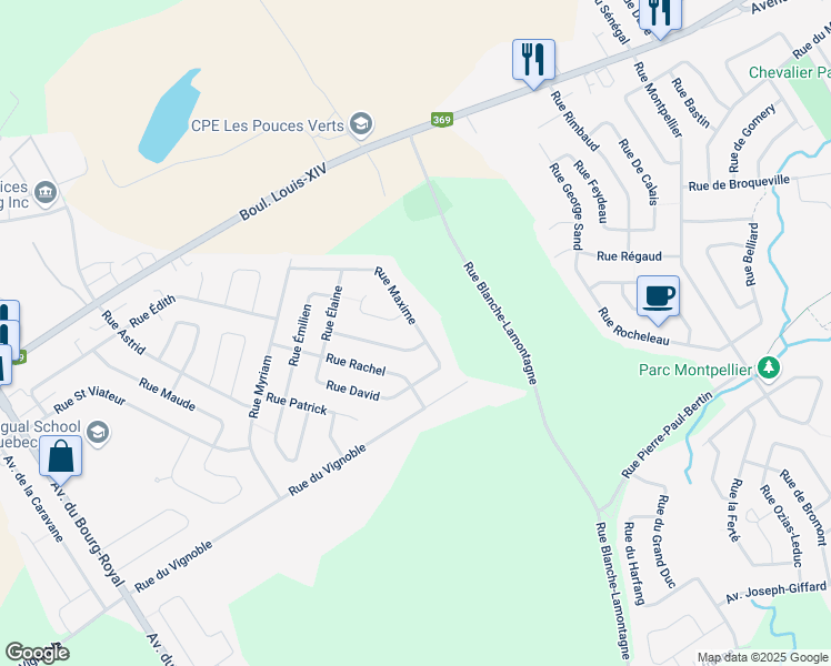 map of restaurants, bars, coffee shops, grocery stores, and more near 529 Rue Maxime in Ville de Québec