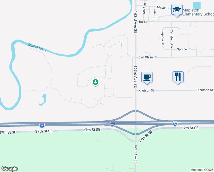 map of restaurants, bars, coffee shops, grocery stores, and more near 739 Ryan Road in Mapleton