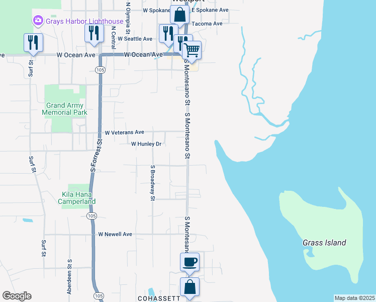 map of restaurants, bars, coffee shops, grocery stores, and more near 712 South Montesano Street in Westport