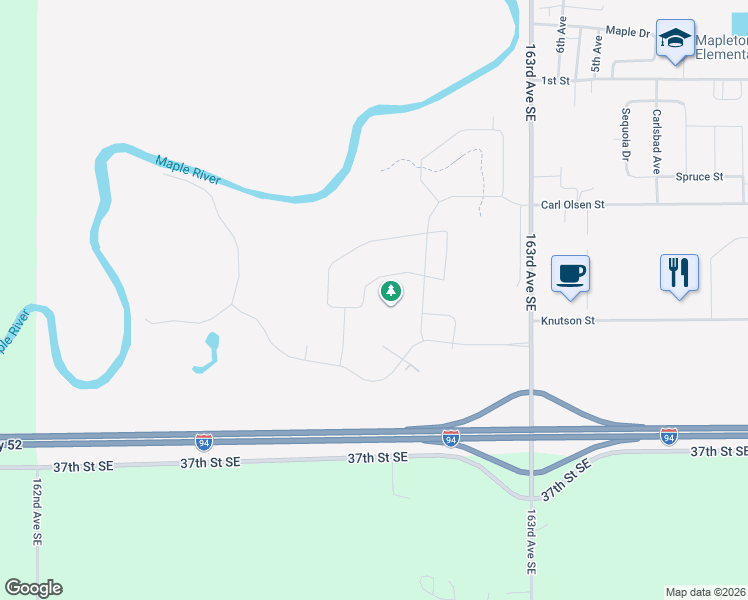 map of restaurants, bars, coffee shops, grocery stores, and more near 809 Birdie in Mapleton