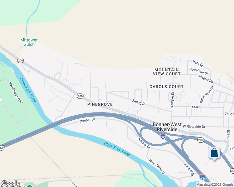 map of restaurants, bars, coffee shops, grocery stores, and more near 1237 Big Pines Lane in Missoula