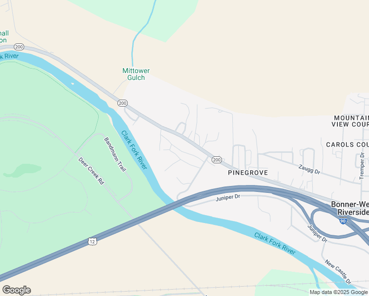 map of restaurants, bars, coffee shops, grocery stores, and more near 6455 Pine Grove Lane in Missoula